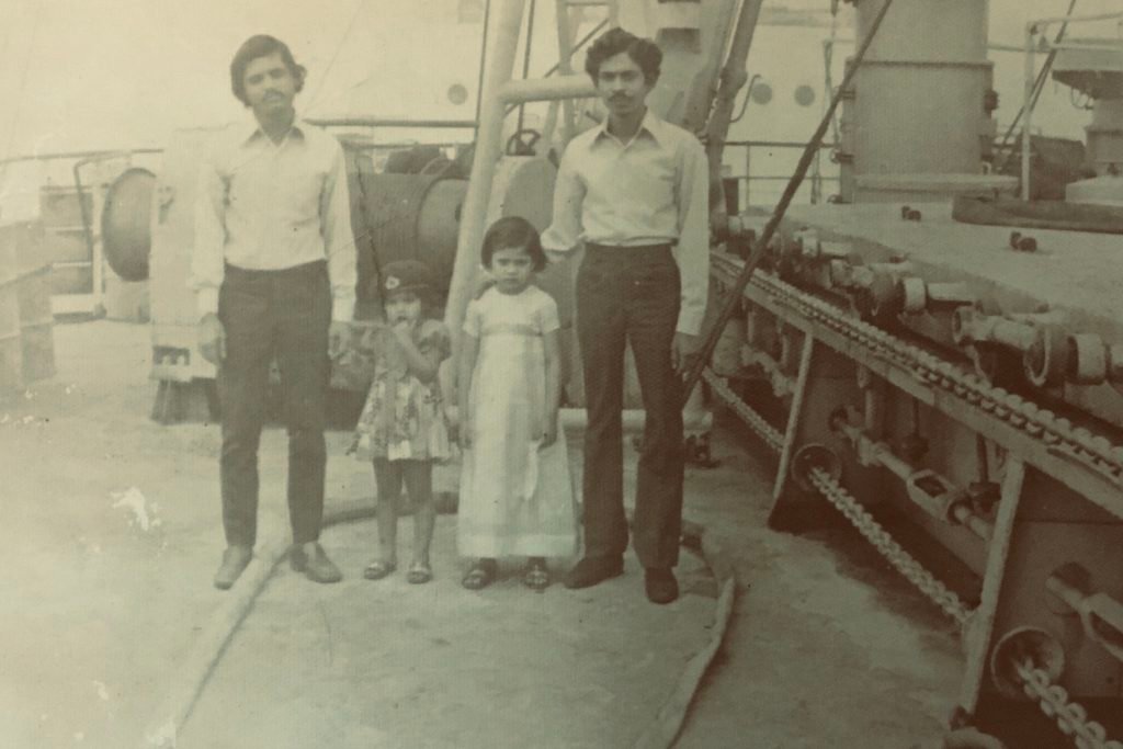 Bidisha Nag on boat with family